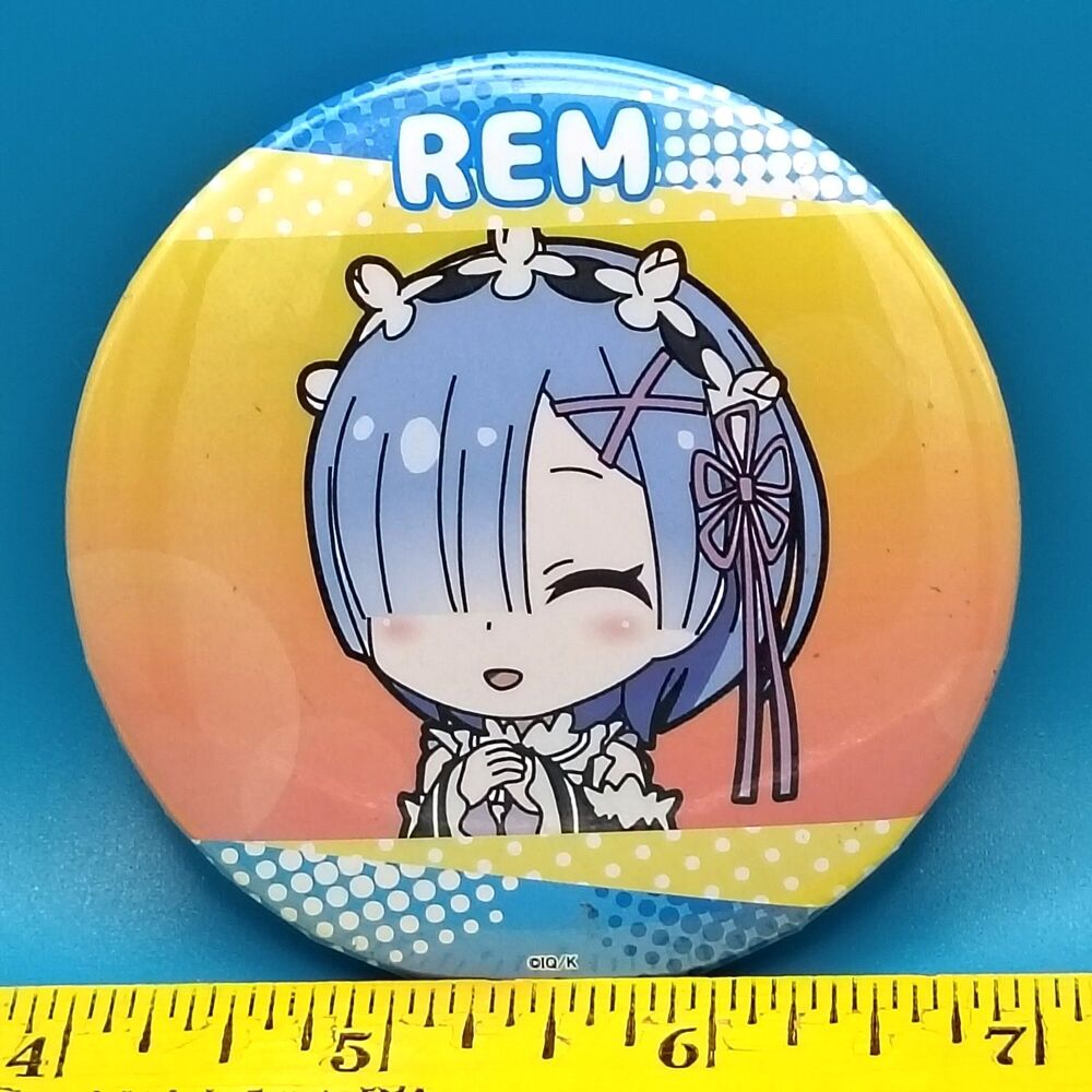 Japanese Anime Re Zero Rem Pinback Button Pin 3" Isekai Quartet collaboration